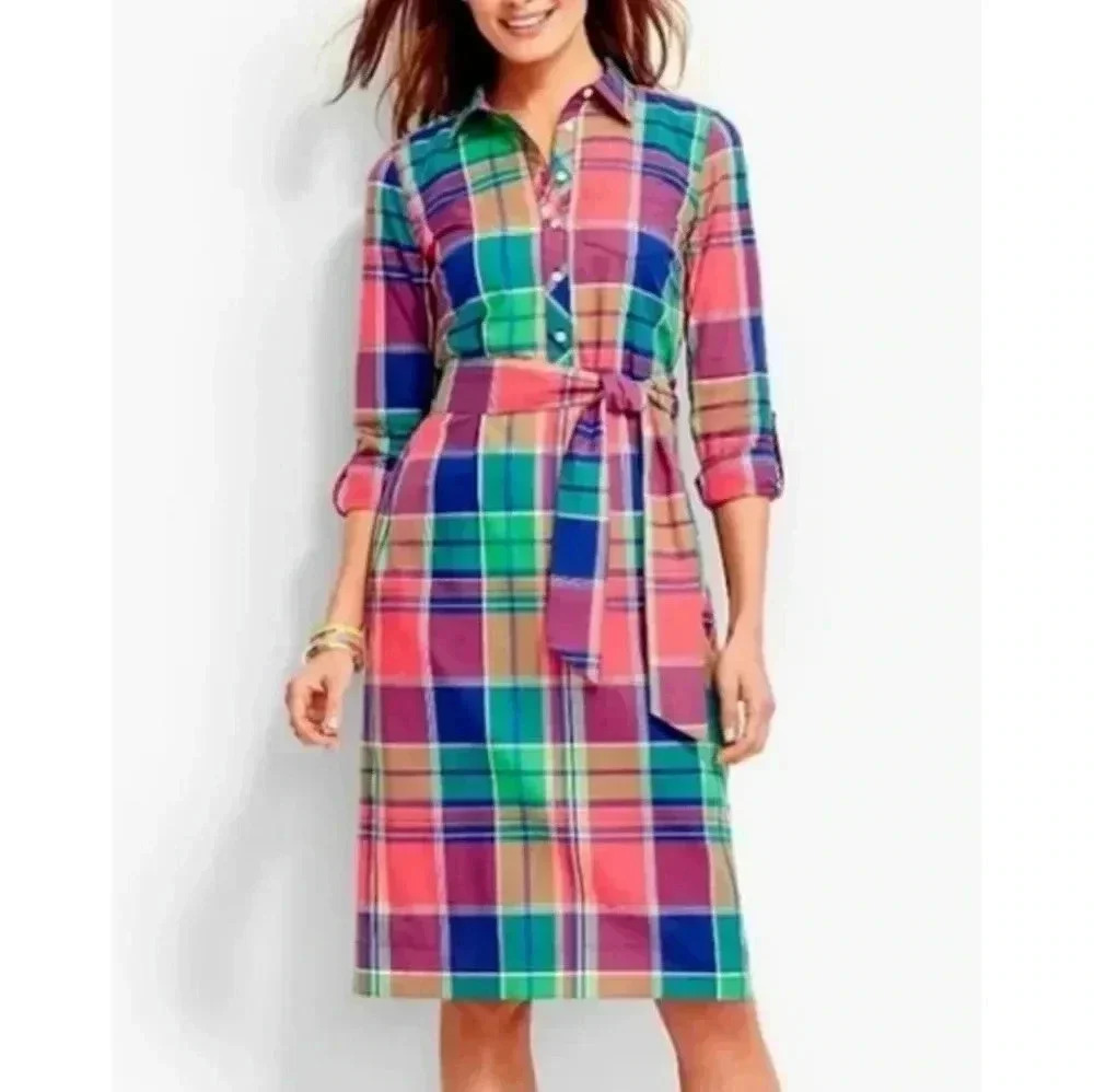 Plaid Multicolor Shirt Dress